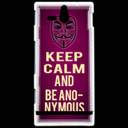 Coque Sony Xperia U Keep Calm and Be Anonymous Rose
