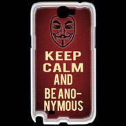 Coque Samsung Galaxy Note 2 Keep Calm and Be Anonymous Rouge