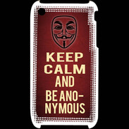 Coque iPhone 3G / 3GS Keep Calm and Be Anonymous Rouge