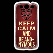 Coque Samsung Galaxy S3 Keep Calm and Be Anonymous Rouge
