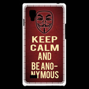 Coque LG Optimus L9 Keep Calm and Be Anonymous Rouge