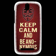 Coque HTC One SV Keep Calm and Be Anonymous Rouge