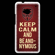 Coque HTC One Keep Calm and Be Anonymous Rouge