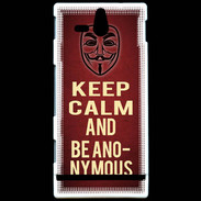 Coque Sony Xperia U Keep Calm and Be Anonymous Rouge
