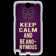 Coque Samsung Galaxy Note 2 Keep Calm and Be Anonymous Violet