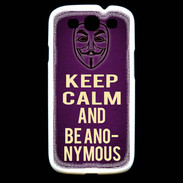 Coque Samsung Galaxy S3 Keep Calm and Be Anonymous Violet