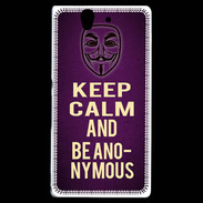 Coque Sony Xperia Z Keep Calm and Be Anonymous Violet