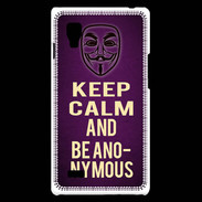 Coque LG Optimus L9 Keep Calm and Be Anonymous Violet