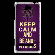 Coque HTC Windows Phone 8S Keep Calm and Be Anonymous Violet