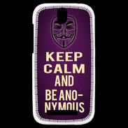 Coque HTC One SV Keep Calm and Be Anonymous Violet