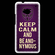Coque HTC One Keep Calm and Be Anonymous Violet