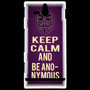 Coque Sony Xperia U Keep Calm and Be Anonymous Violet