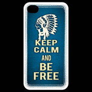 Coque iPhone 4 / iPhone 4S Keep Calm and Be Free Bleu