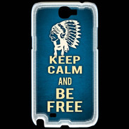 Coque Samsung Galaxy Note 2 Keep Calm and Be Free Bleu