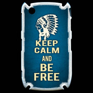 Coque Blackberry 8520 Keep Calm and Be Free Bleu