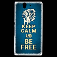 Coque Sony Xperia Z Keep Calm and Be Free Bleu