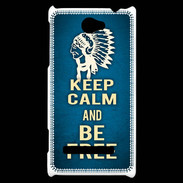 Coque HTC Windows Phone 8S Keep Calm and Be Free Bleu