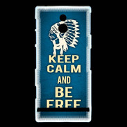 Coque Sony Xperia P Keep Calm and Be Free Bleu