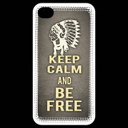 Coque iPhone 4 / iPhone 4S Keep Calm and Be Free Gris