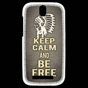 Coque HTC One SV Keep Calm and Be Free Gris