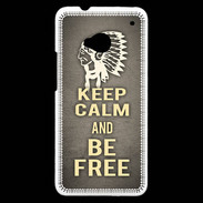 Coque HTC One Keep Calm and Be Free Gris