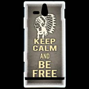 Coque Sony Xperia U Keep Calm and Be Free Gris