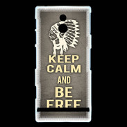Coque Sony Xperia P Keep Calm and Be Free Gris