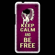 Coque HTC One Keep Calm and Be Free Rose