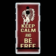 Coque Sony Xperia P Keep Calm and Be Free Rouge