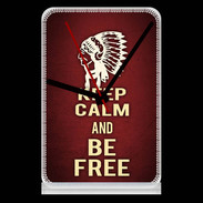 Pendule de bureau Keep Calm and Be Free Rouge