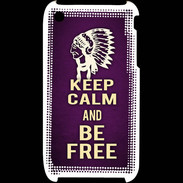 Coque iPhone 3G / 3GS Keep Calm and Be Free Violet