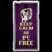 Coque Sony Xperia T Keep Calm and Be Free Violet
