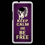 Coque HTC One Keep Calm and Be Free Violet
