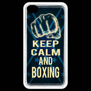 Coque iPhone 4 / iPhone 4S Keep Calm and Boxing Bleu