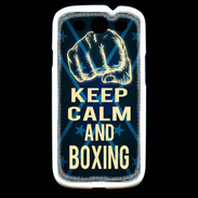 Coque Samsung Galaxy S3 Keep Calm and Boxing Bleu