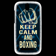 Coque HTC One SV Keep Calm and Boxing Bleu