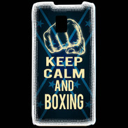 Coque LG P990 Keep Calm and Boxing Bleu