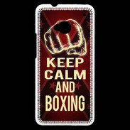 Coque HTC One Keep Calm and Boxing Rouge