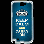 Coque Samsung Galaxy Note 2 Keep Calm and Carry on Bleu