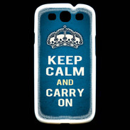 Coque Samsung Galaxy S3 Keep Calm and Carry on Bleu