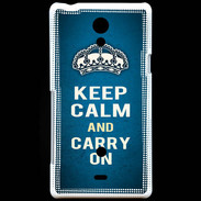 Coque Sony Xperia T Keep Calm and Carry on Bleu