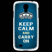 Coque Samsung Galaxy S4 Keep Calm and Carry on Bleu