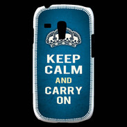 Coque Samsung Galaxy S3 Mini Keep Calm and Carry on Bleu