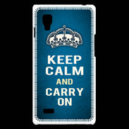 Coque LG Optimus L9 Keep Calm and Carry on Bleu