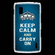 Coque LG Nexus 4 Keep Calm and Carry on Bleu