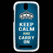 Coque HTC One SV Keep Calm and Carry on Bleu