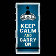 Coque Sony Xperia P Keep Calm and Carry on Bleu