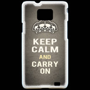 Coque Samsung Galaxy S2 Keep Calm and Carry on Gris