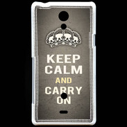 Coque Sony Xperia T Keep Calm and Carry on Gris