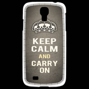 Coque Samsung Galaxy S4 Keep Calm and Carry on Gris